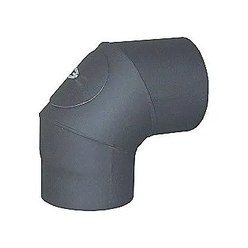 Kouřovod Ostatní Koleno 45°, 160mm, kouřové, s čisticím otvorem, 1,5mm, ocel černá