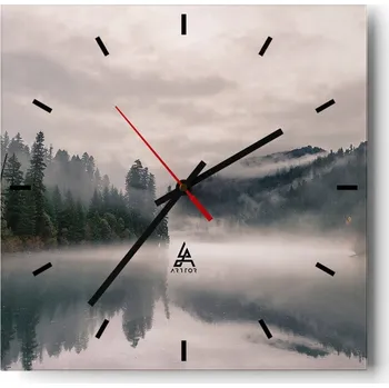 Hodiny Velké nástěnné hodiny 40x40 Krajina Skleněné hodiny Tiché