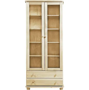 Nábytek Drewmax Vitrína KW115, 85x190x42, borovice (Barva dřeva: Olše)