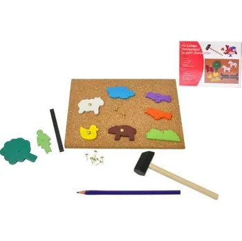 Dřevěná hračka Sada dřevěná farma s kladívkem