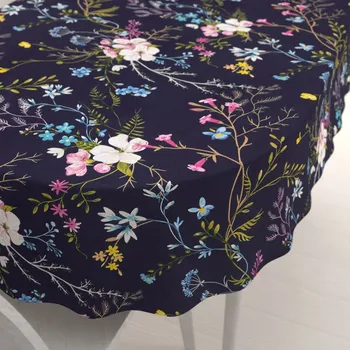 ubrus Bavlněný oválný ubrus Sandra SA-557 Modro-růžové kvítí na tmavě modrém 50x100 cm