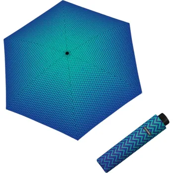 Deštník Doppler Fiber Havanna Strong blue - dámský skládací deštník