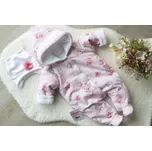 AMÁLKA Zateplená růžová kombinéza s čepičkou, medvědí holčička Velikost: 56-62