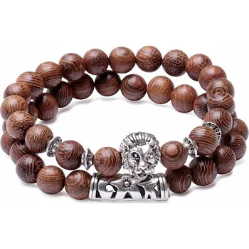 Náramek Sada náramků z dřevěných korálků Lev obvod cca 16 až 22 cm