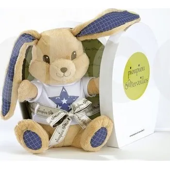 plyšák Zajíček Rock modrý, Pioupiou Merveilles (30 cm)