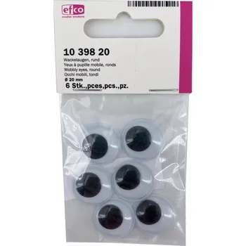 EFCO Dekorační pohyblivé oči kulaté 20mm (6ks)