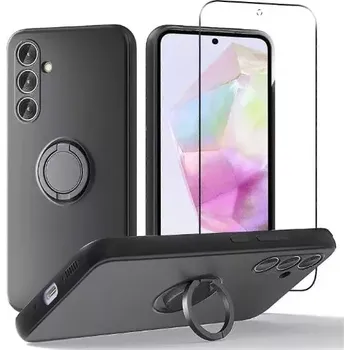 Pouzdro na mobilní telefon TT-TopTechnology Kryt pro Samsung Galaxy A35 5G vnější, black, černý, řada FINGER, materiál TPU, úchyt na prst, stojánek