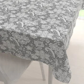ubrus Bavlněný obdélníkový ubrus Sandra SA-550 Bílá krajka na šedém 100x160 cm