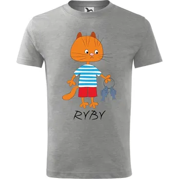 Chlapecké tričko DOBRÝ TRIKO Dětské tričko Zvěrokruh kočka Ryby Velikost: 110 /4 roky, Barva: Tmavě šedý melír