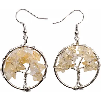 Náušnice Citrín náušnice Strom života cca 5 cm