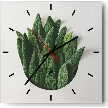 Hodiny Velké nástěnné hodiny na zeď 40x40 Šalvěj Skleněné hodiny Čtvercové Tiché