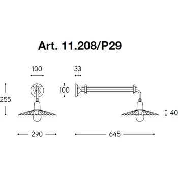 ALDO BERNARDI Nástěnné retro rustikální svítidlo Linea Civetta 1 stínítko: 290 mm, upřesnění: bez krytu 41.11.400/P29