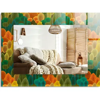 Zrcadlo Zrcadlo s potiskem do koupelny, kuchyně, předsíně, Podzimní stromy 80x60 cm