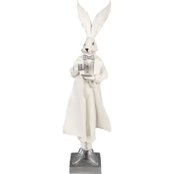 Bytová dekorace Clayre & Eef - Dekorativní figurka králíka s hrníčkem 6PR4049