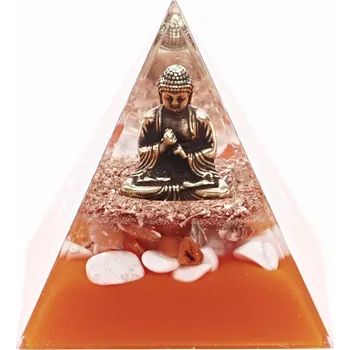 Drahý kámen Magieprirody.cz Orgonit pyramida 5x5 cm Buddha + kameny Magnezit #OR048