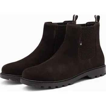 Pánská obuv Nazouvací semišové pánské boty s vysokým svrškem - V1 - ESPIR Barva: Tmavě Hnědá, Velikost: 45