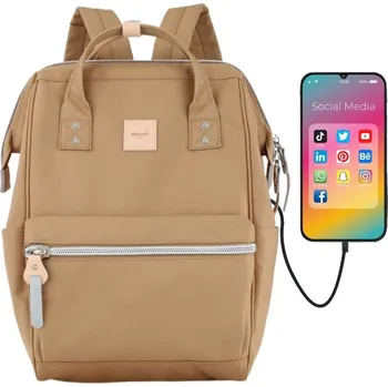 Městský batoh dámský batoh s USB a kapsou na notebook Barva: Hnědá