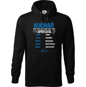 Pánská mikina DOBRÝ TRIKO Pánská mikina s potiskem Hodinová sazba kuchař Velikost pánské mikiny: 5XL, Barva: Černá