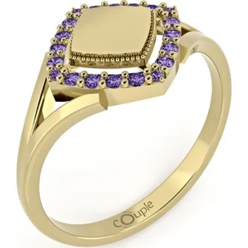 Prsten Couple, Jedinečný prsten Kostka, žluté zlato se zirkony, vel. 56, prům. 17.8 mm, 585-66-1-0308.0Z00.0.56.022