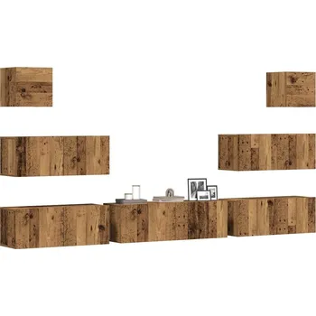 Obývací stěna vidaXL 7dílný set TV skříněk dřevotříska [3078818] Barva: Staré dřevo