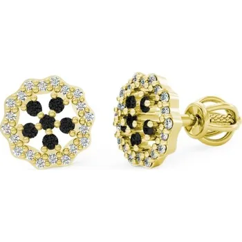 Náušnice Couple, Něžné peckové náušnice Liora, žluté zlato se zirkony, 585-66-3-0444.0Z00.0.00.109.05