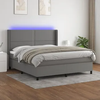 Ložnice vidaXL Box spring postel s matrací a LED 160x200 cm textil [3138247] Barva: Tmavě šedá