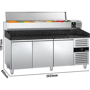 Lednice G.Gastro Chladicí stůl na pizzu PREMIUM - 2,0 x 0,8 m - se 3 dveřmi 4664