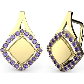 Náušnice Couple, Jedinečné náušnice Kostka, žluté zlato se zirkony, 585-66-3-0346.0Z00.0.00.022.08