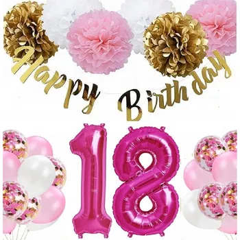 Party dekorace BALÓNKY Sada dekorací k 18. narozeninám RŮŽOVÁ