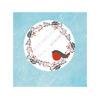 Vánoční dekorace Vánoční samolepící jmenovky 6cm ptáček 12ks/A4