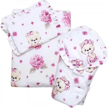 Doplněk pro panenku Sada pro panenku 3D - zavinovačka, peřinka a polštářek, Míša Baletka, růžová