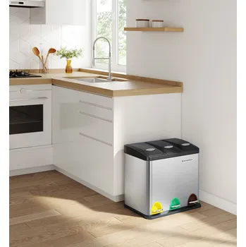 Odpadkový koš Kuchyňský odpadkový koš 3 x 8 l | stříbrný