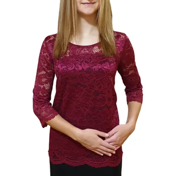 Krajková halenka Sabatti vínová (prodloužená délka) Velikosti Sabatti: 40