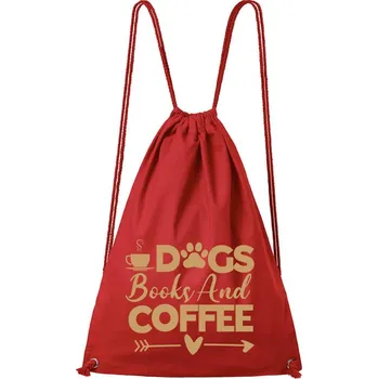 DOBRÝ TRIKO Bavlněný batoh Psi knihy a káva Barva: Červená