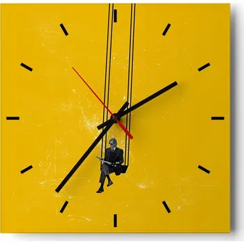 Hodiny Velké nástěnné hodiny 40x40 cm Umělecké skleněné tiché hodiny