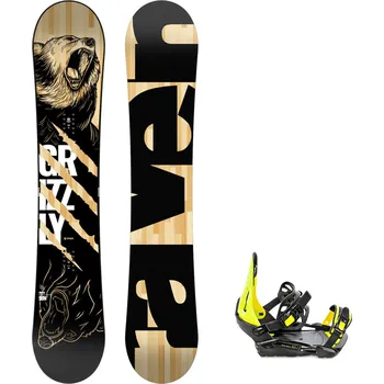 Snowboarding Snowboard komplet Raven Grizzly + vázání Raven S230 black/lime Velikost: 161 cm, Velikost vázání: S/M