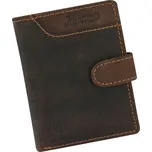 Stylová hnědá pánská kožená peněženka na výšku se zapínáním L2915