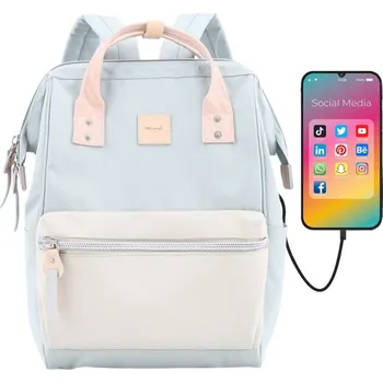 Městský batoh dámský batoh s USB a kapsou na notebook Barva: modrý