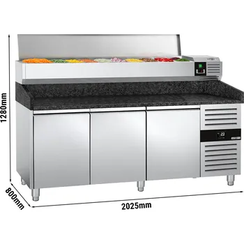 Lednice G.Gastro Chladicí stůl na pizzu PREMIUM - 2,0 x 0,8 m - se 3 dveřmi 4655