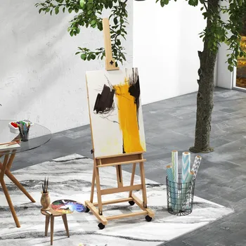 Malířský stojan Skládací malířský stojan 50,5x53x178-238 cm | přírodní