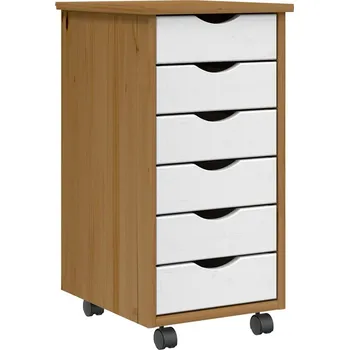 Zásuvkový kontejner vidaXL Zásuvková skříňka se zásuvkami MOSS masivní borové dřevo [355890] Barva: medově hnědá a bílá