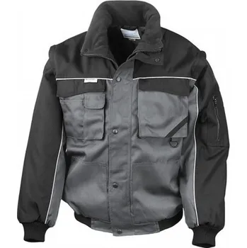 pracovní bunda Result Work-Guard Těžká pracovní bunda s podšívkou a odnímatelnými rukávy Barva: šedá - černá, Velikost: XXL RT71