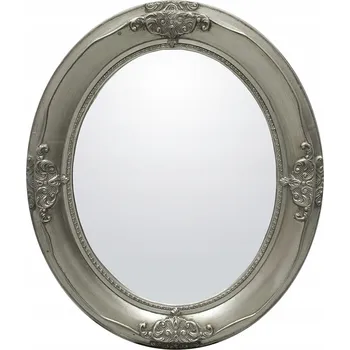 Zrcadlo Zrcadlo ovál rám dřevo 560 x 660 mm staré stříbro