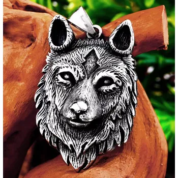 Přívěsek B-TOP Přívěsek z nerezové oceli Vlčí hlava