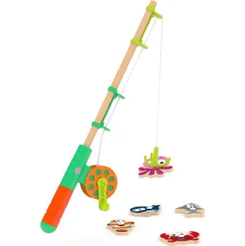 Dřevěná hračka Magnetický rybolov - Rybaření 1 udice, fialová (Jadore)