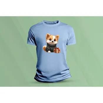 Chlapecké tričko Dětské bavlněné tričko Vánoční pejsek 3. Nebesky modrá velikost 116