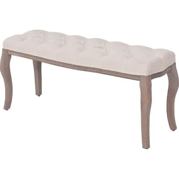Zahradní lavice Nábytek XL Lavice se lněným čalouněním 110 x 38 x 48 cm krémově bílá 245359