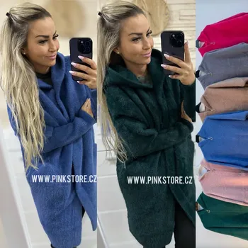 Dámský kabát Alpaka kabát Neon růžová