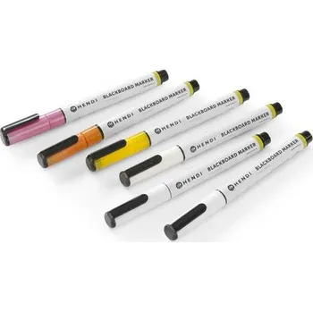 Popisovače na bílé tabule s úzkým hrotem 1 mm, HENDI, 3 bílé, 1 růžové, 1 žluté a 1 bronzové značky, 6 ks