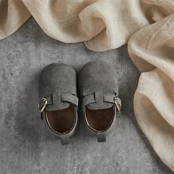 Chlapecké polobotky Semišové boty pro miminka Barva: Šedá, Velikost: 0-6M